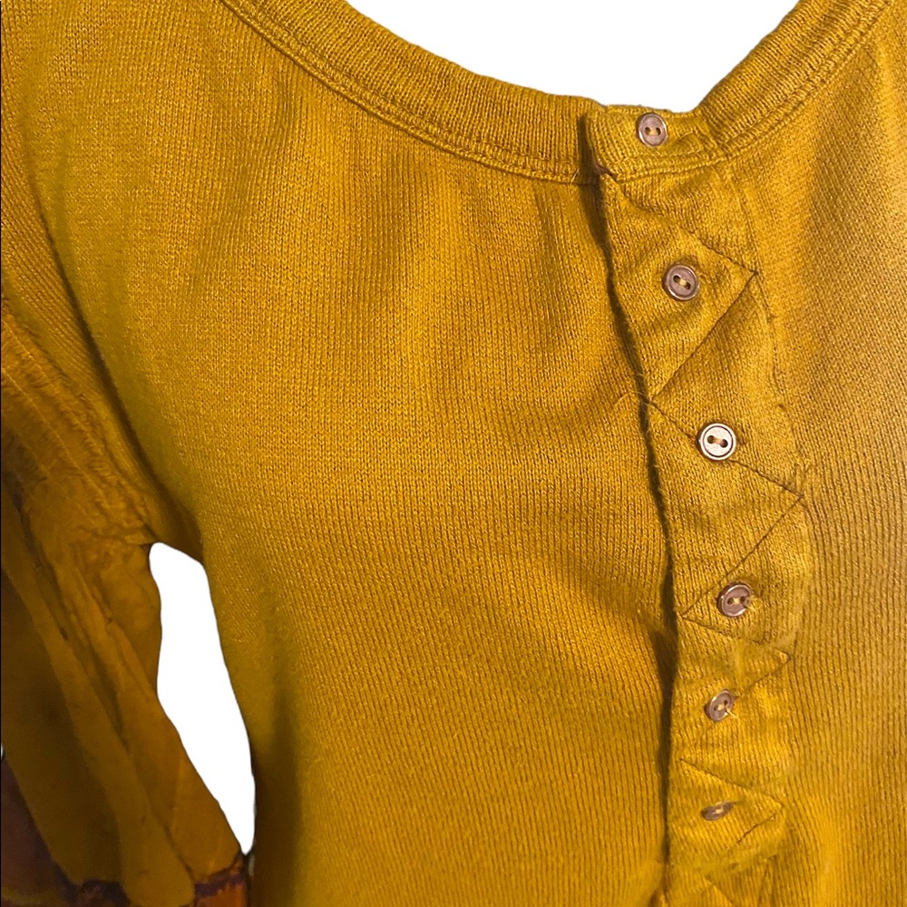 Free People Yellow Light Magic Henley Blouse Sz Small - Picture 7 of 9
